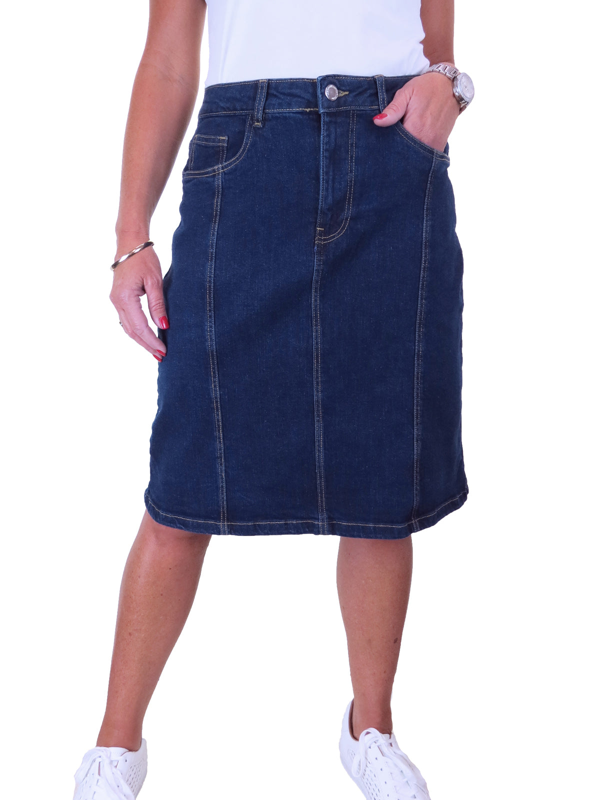 Dark blue denim a line skirt best sale