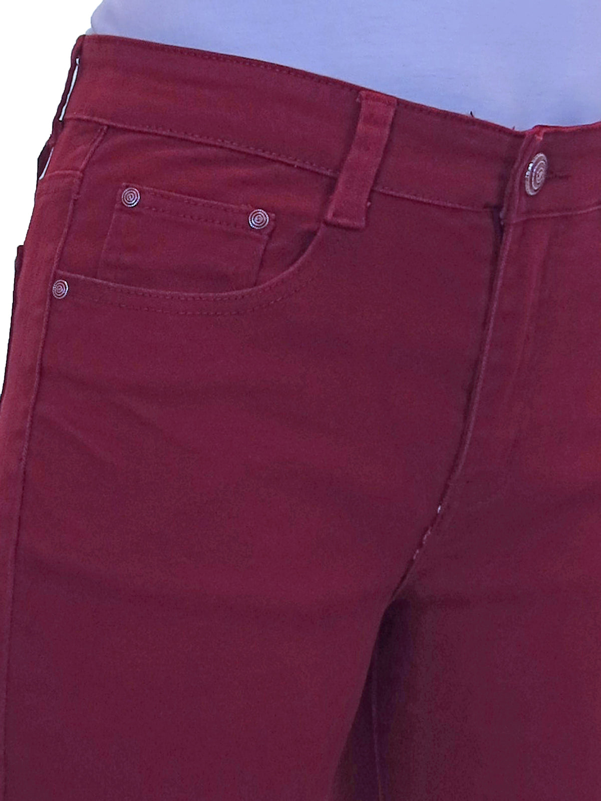 Womens High Waist Stretch Denim Jeans Burgundy Red