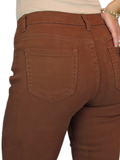 Womens High Waist Stretch Denim Jeans Brown