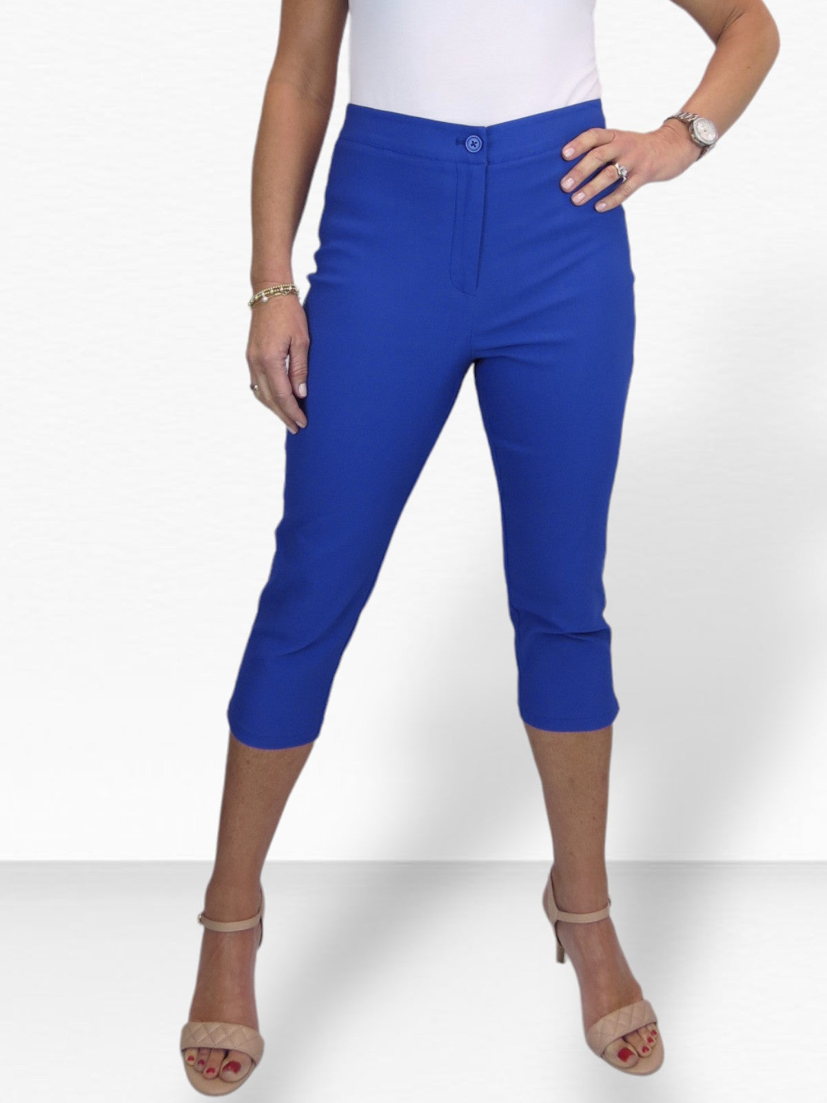 Women's Cropped 3/4 Length Capri Trousers Royal Blue