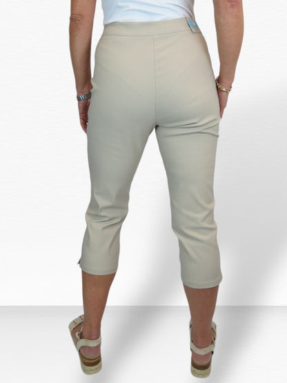 Women's Cropped 3/4 Length Capri Trousers Beige