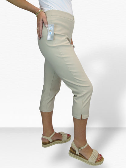Women's Cropped 3/4 Length Capri Trousers Beige