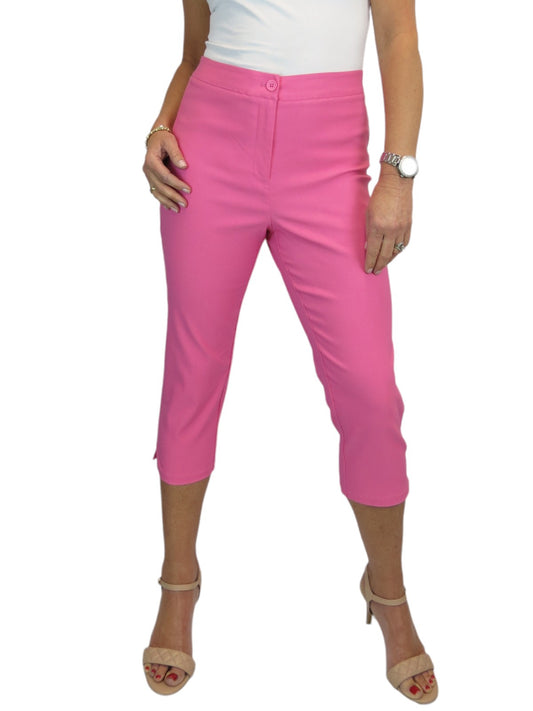 Women's Cropped 3/4 Length Capri Trousers Hot Pink