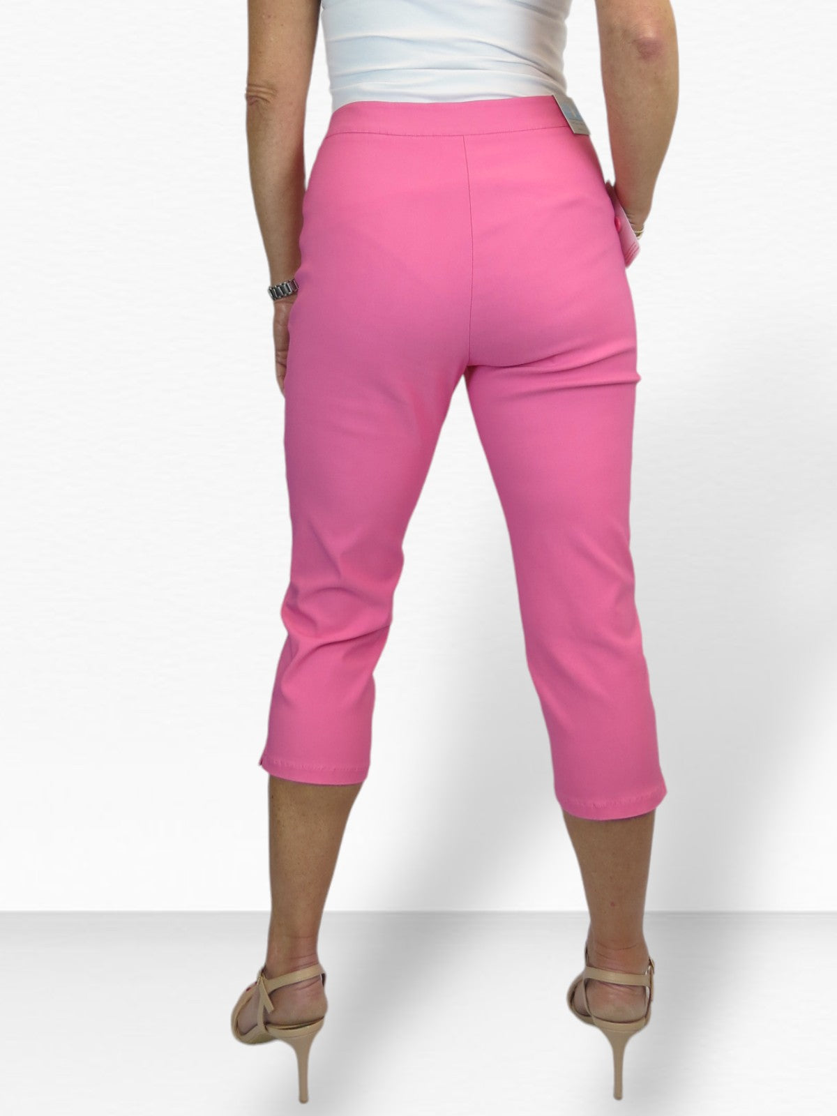 Women's Cropped 3/4 Length Capri Trousers Hot Pink