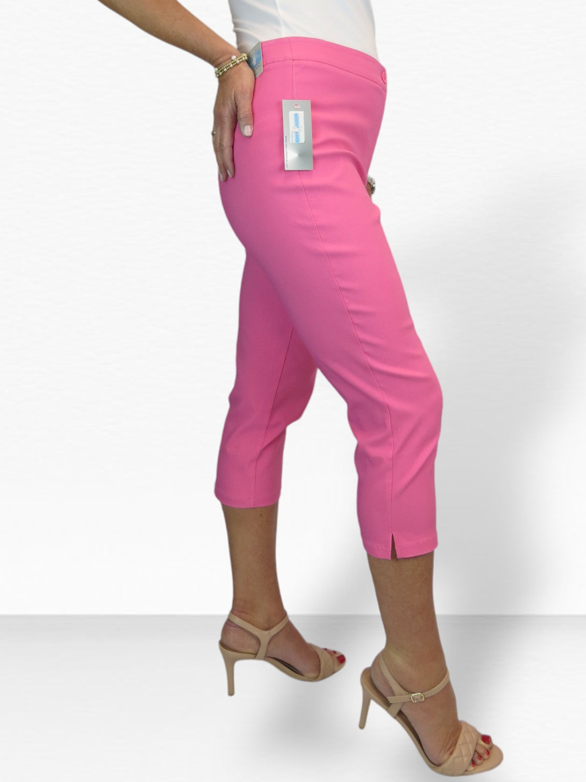 Women's Cropped 3/4 Length Capri Trousers Hot Pink