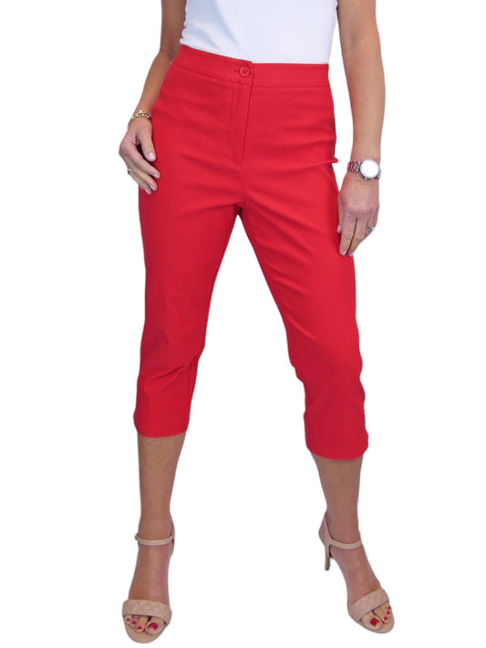 Women's Cropped 3/4 Length Capri Trousers Red