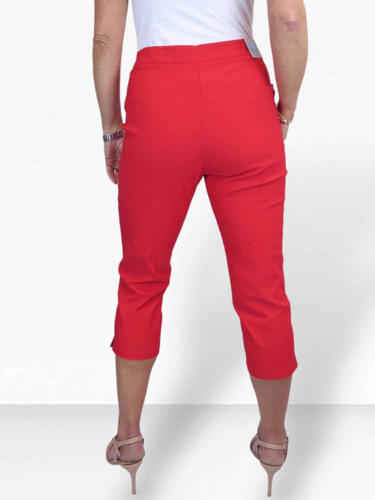 Women's Cropped 3/4 Length Capri Trousers Red