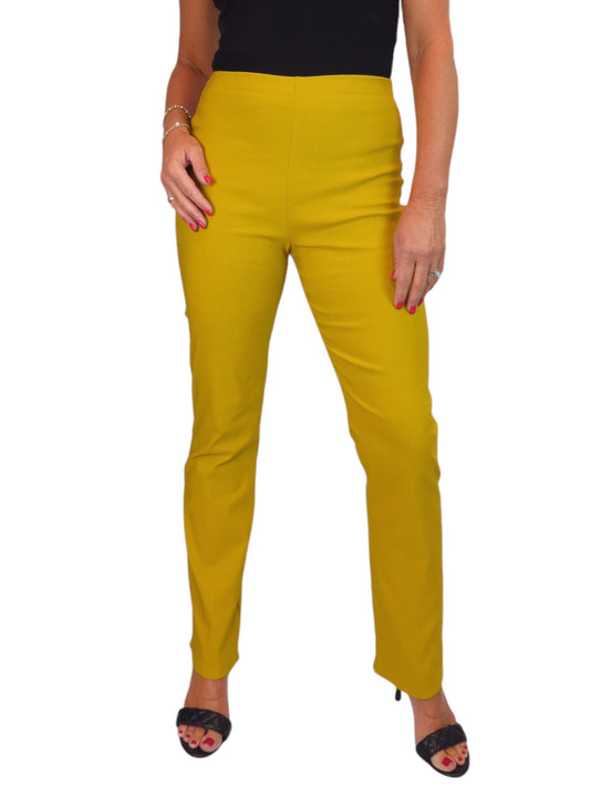 Elasticated Waist Straight Leg Trousers Mustard Yellow