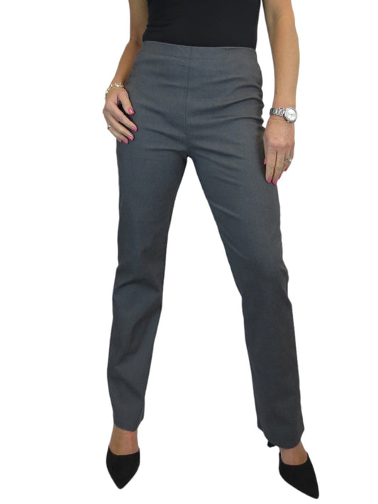 Elasticated Waist Straight Leg Trousers Marl Grey