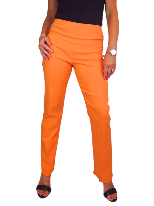 Elasticated Waist Straight Leg Trousers Orange