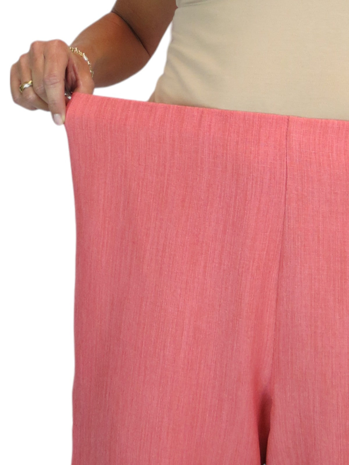 Women's Linen Look Open Leg Trousers Coral