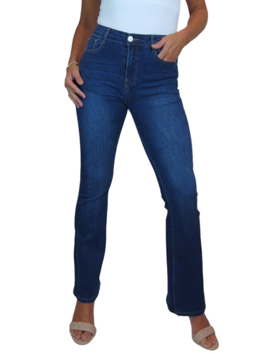 Women's Stretch Denim Flared Jean Faded Blue