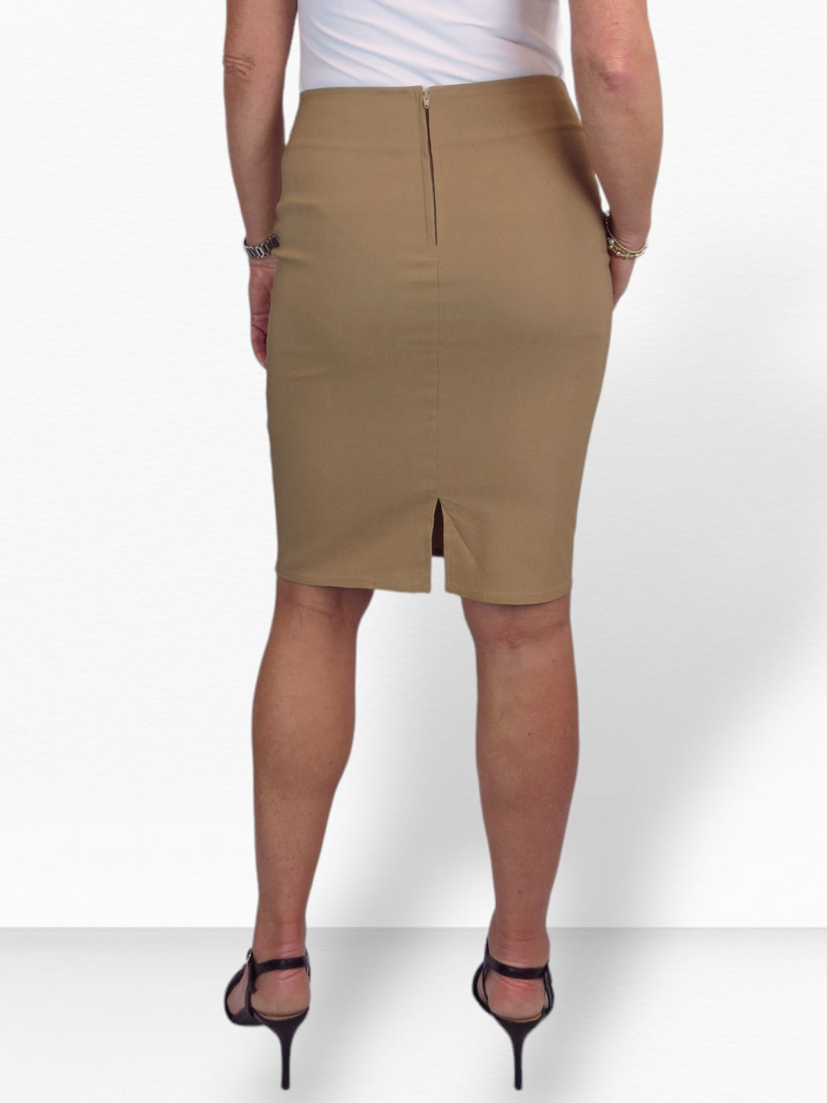 Stretch Bodycon Pencil Skirt Camel Beige