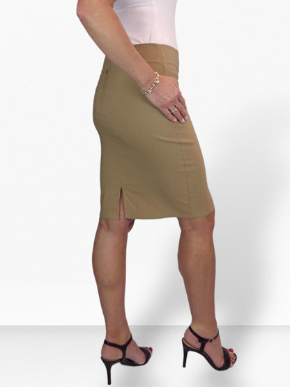 Stretch Bodycon Pencil Skirt Camel Beige