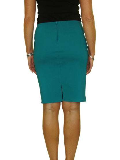 Stretch Bodycon Pencil Skirt Teal Green