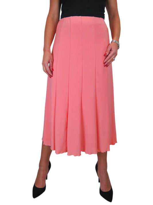 Midi Maxi Panel Fishtail Lined Skirt Peach