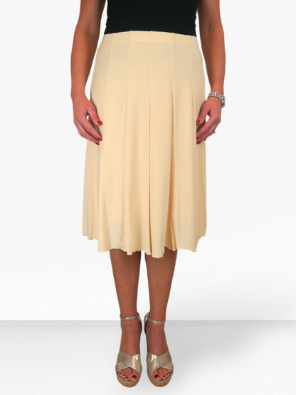 Fully Lined Stretch Below Knee Flare Skirt Lemon