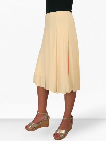 Fully Lined Stretch Below Knee Flare Skirt Lemon