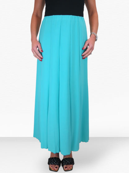 Fully Lined Stretch Long Maxi Skirt Turquoise