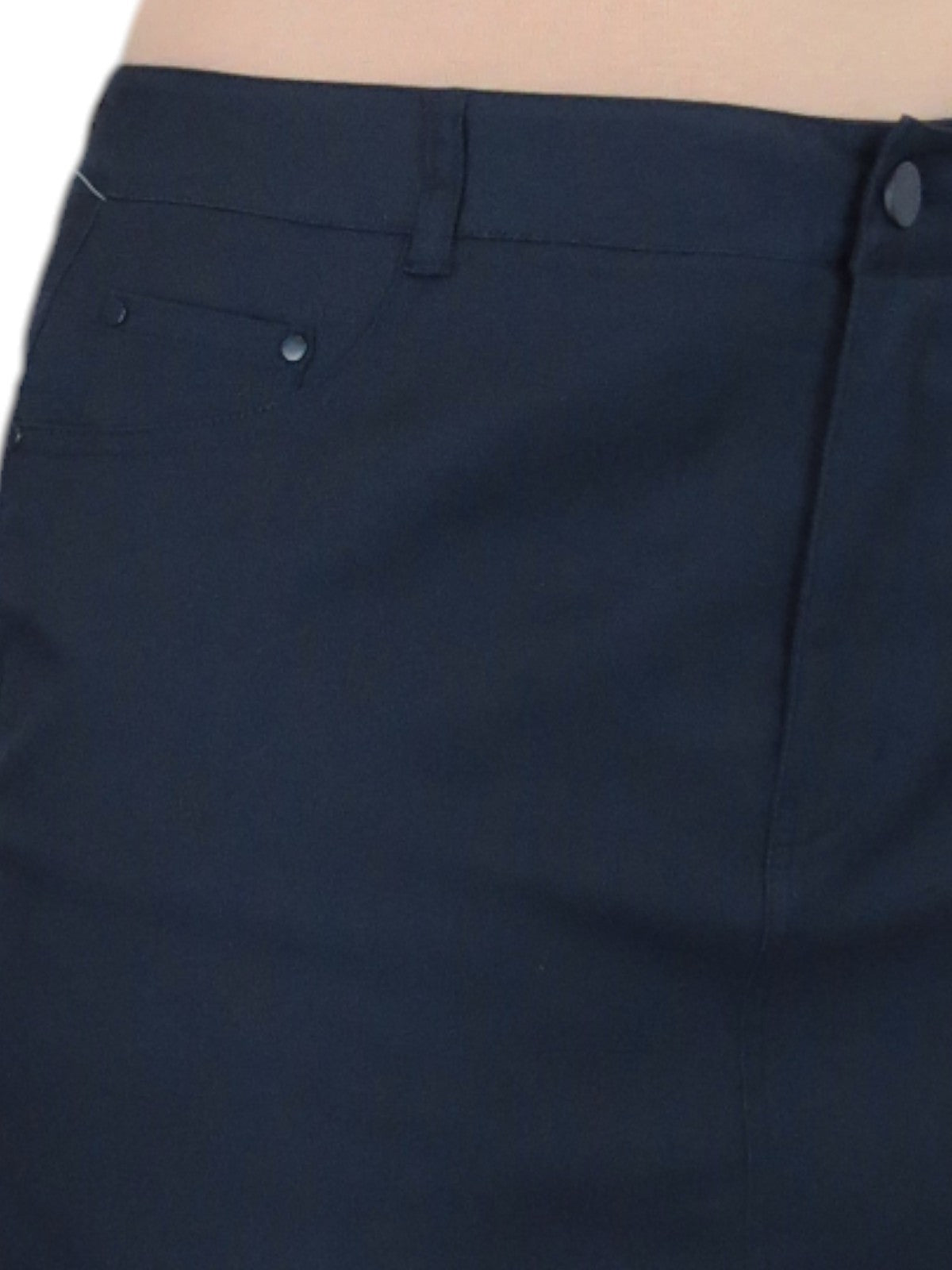 Women's Knee Length Stretch Chino Pencil Skirt Navy Blue