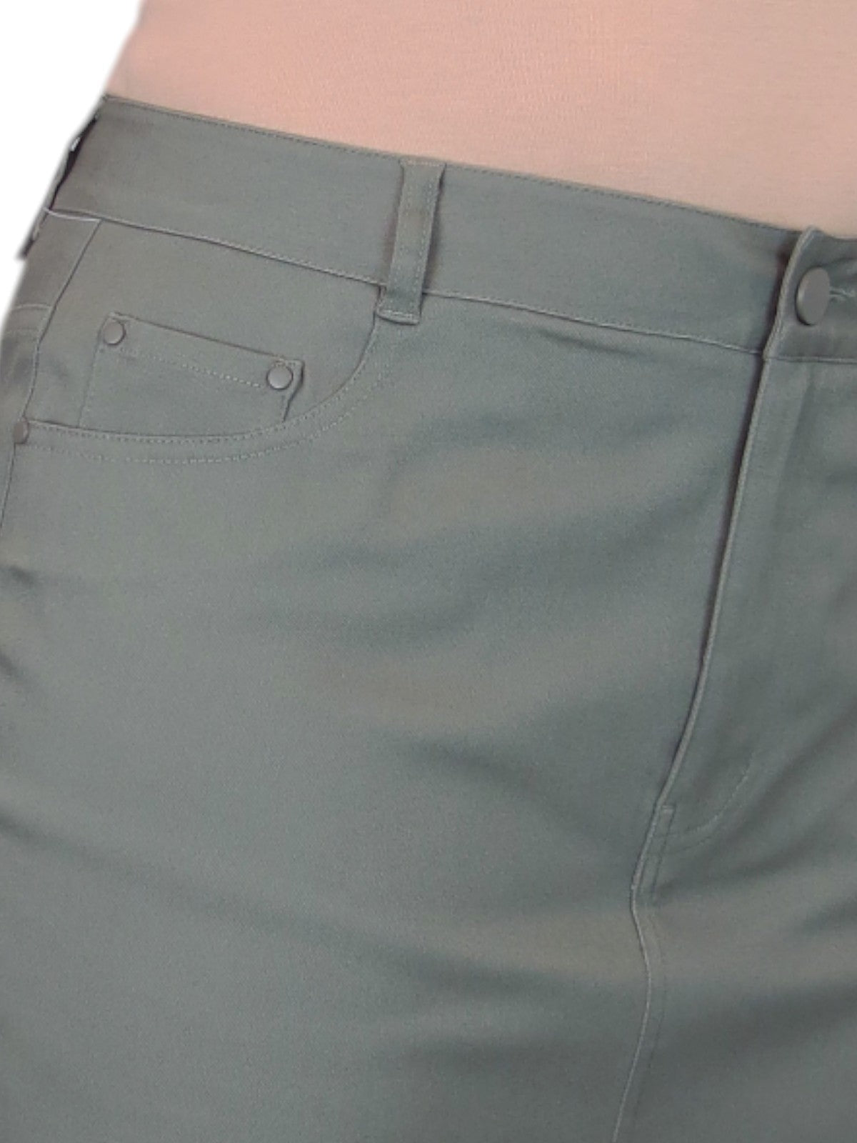 Women's Knee Length Stretch Chino Pencil Skirt Khaki Green