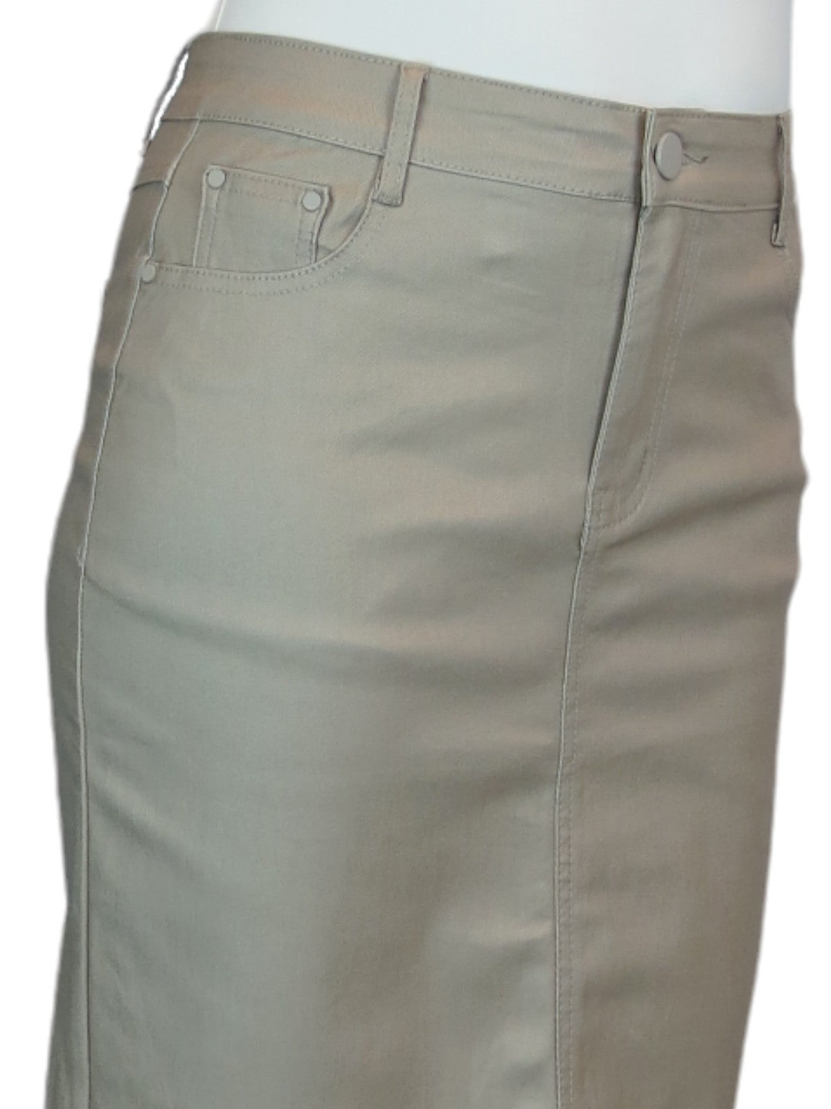 Women's Coated Leather Look Pencil Skirt Stone Beige