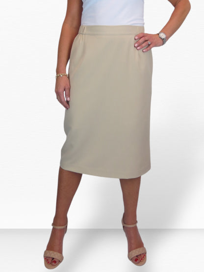 Women's Smart Elasticated Waist Pencil Skirt Beige