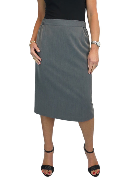 Women's Smart Elasticated Waist Pencil Skirt Marl Grey