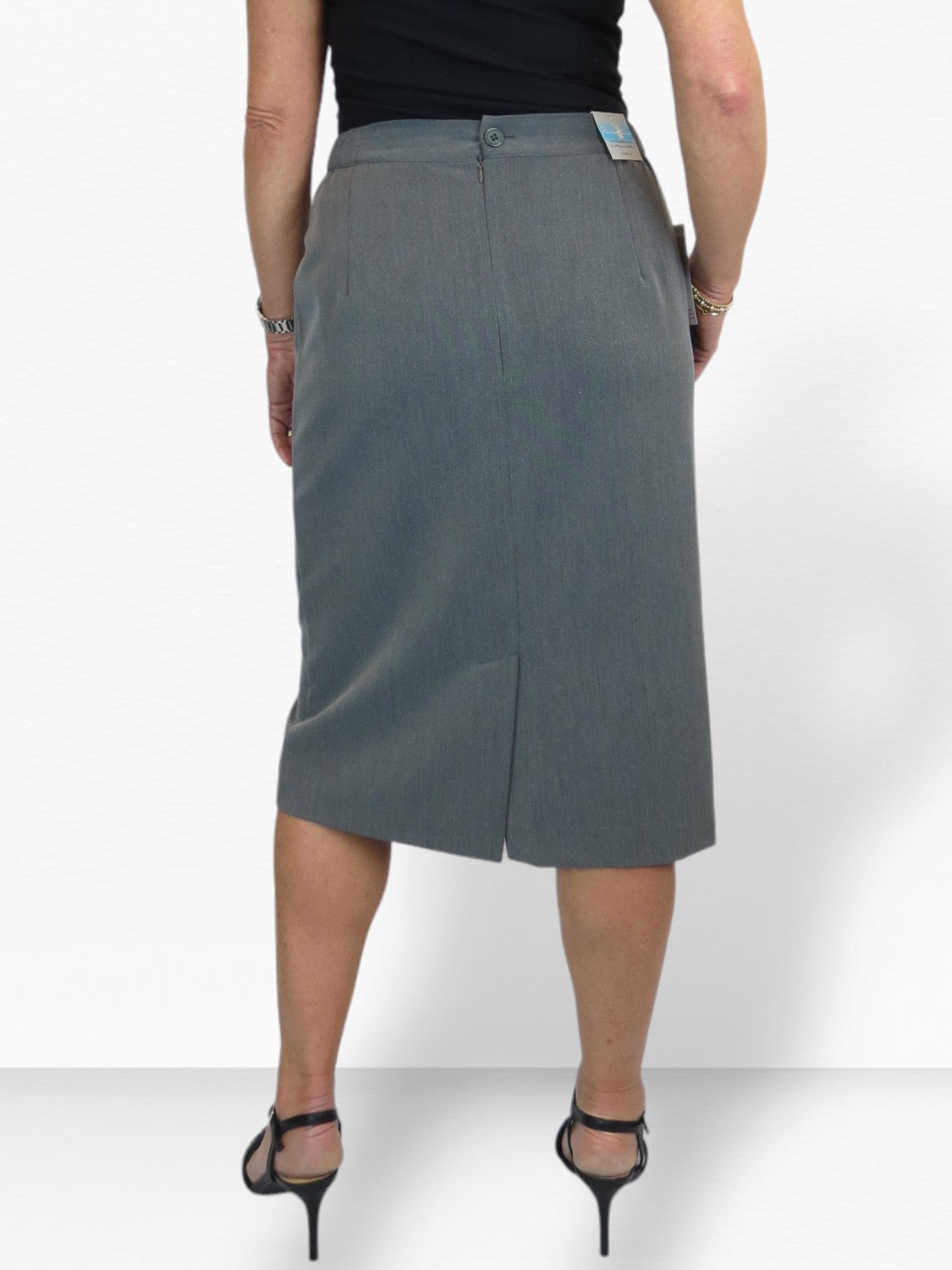 Women's Smart Elasticated Waist Pencil Skirt Marl Grey