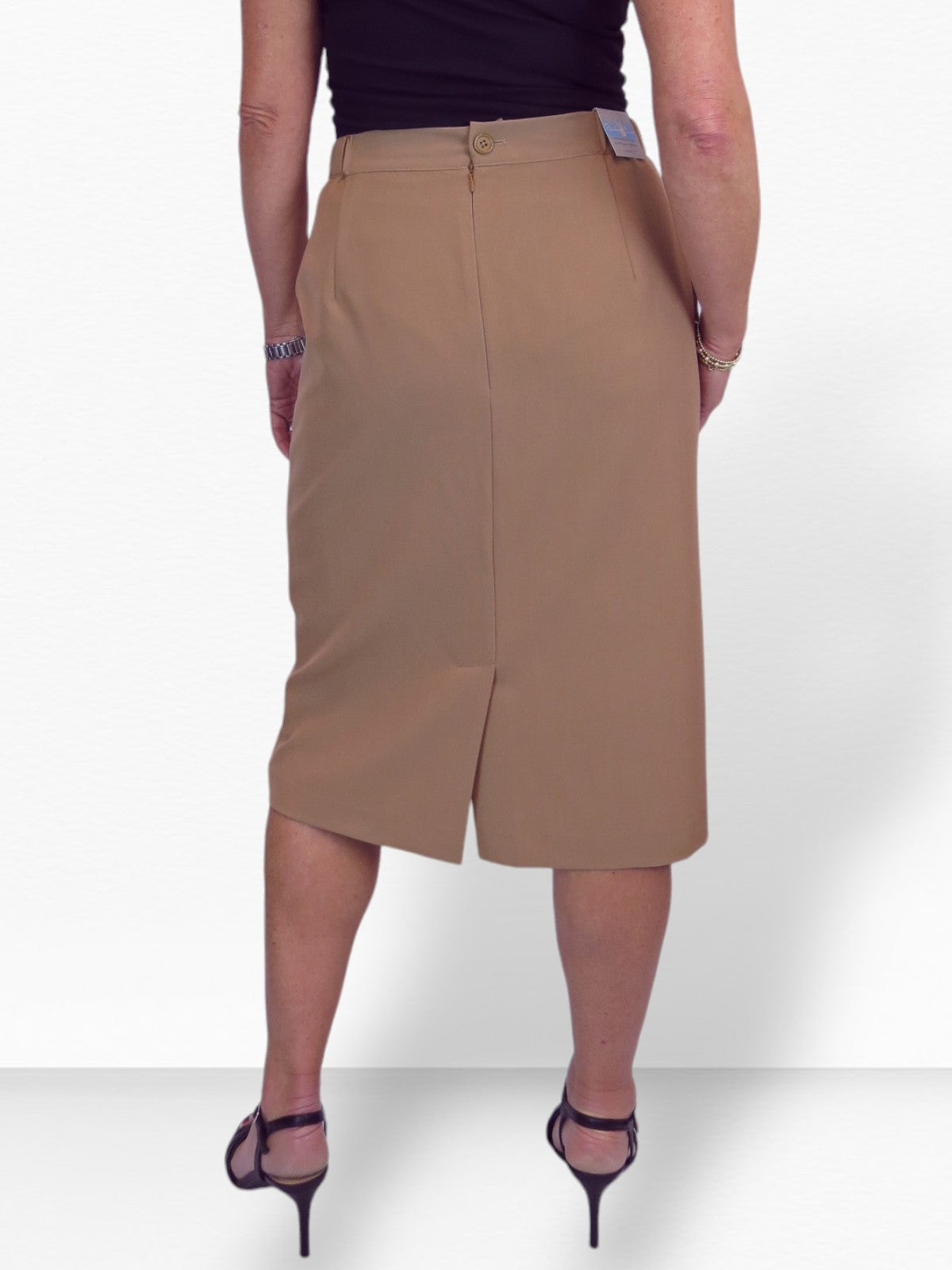Women's Smart Elasticated Waist Pencil Skirt Tan