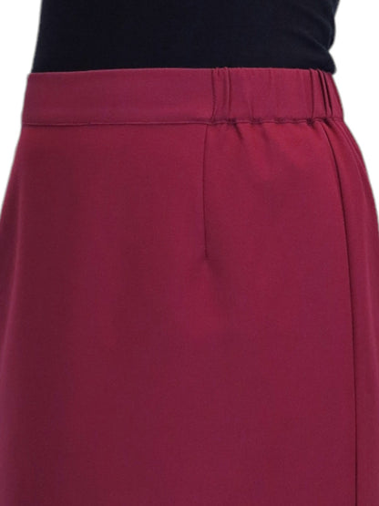 Women's Smart Elasticated Waist Pencil Skirt Burgundy