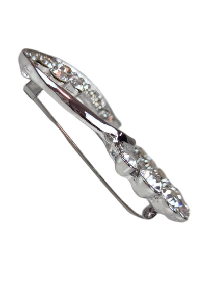 Diamante Love Heart Brooch Pin Silver