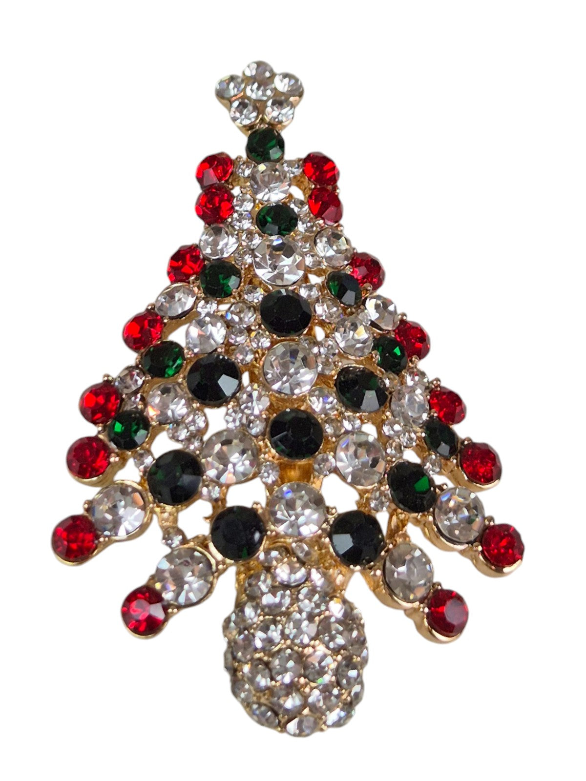 Diamante Christmas Tree Brooch Pin