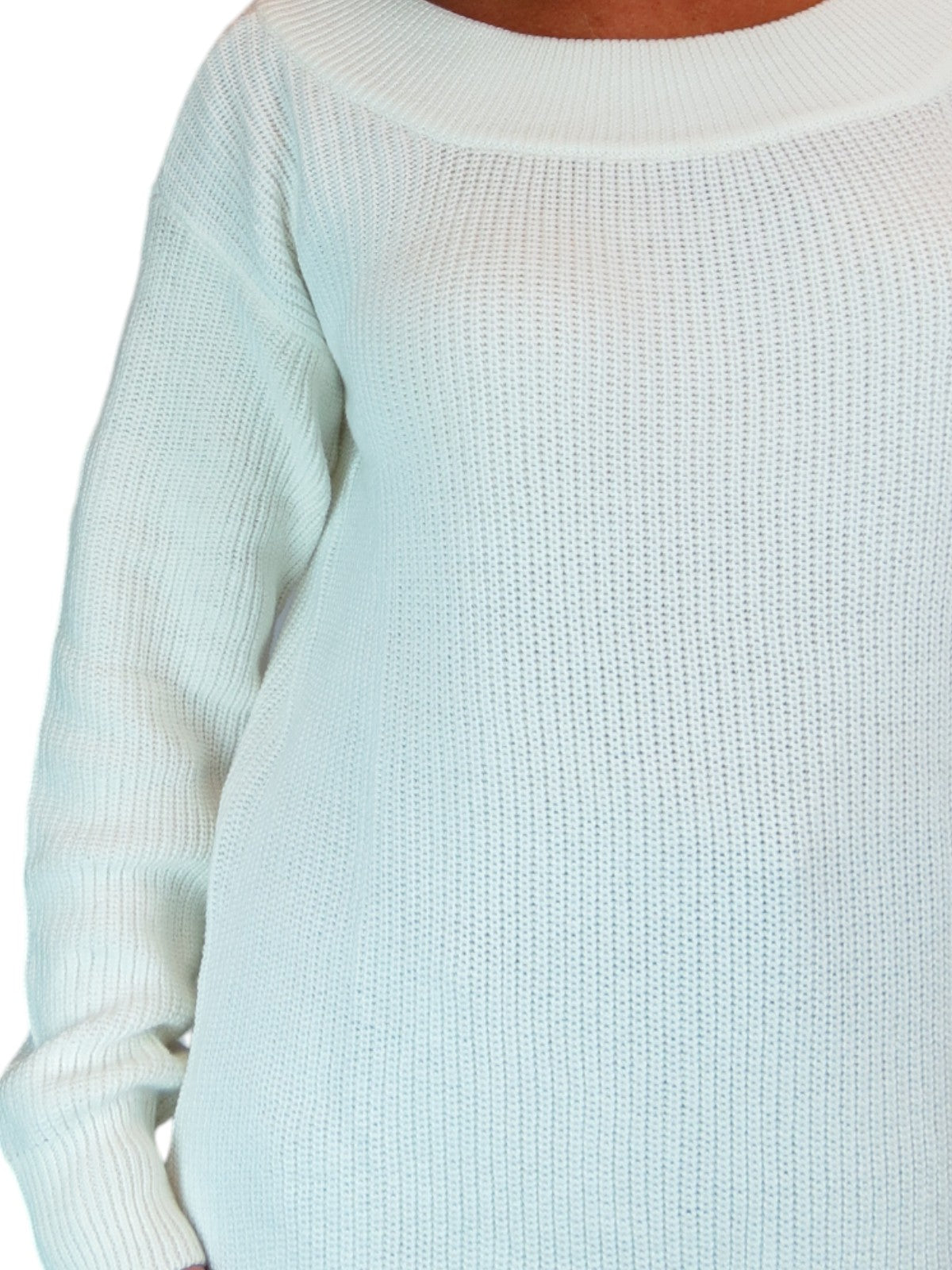 Oversized Longline Pullover Jumper - Medium Knit Cream