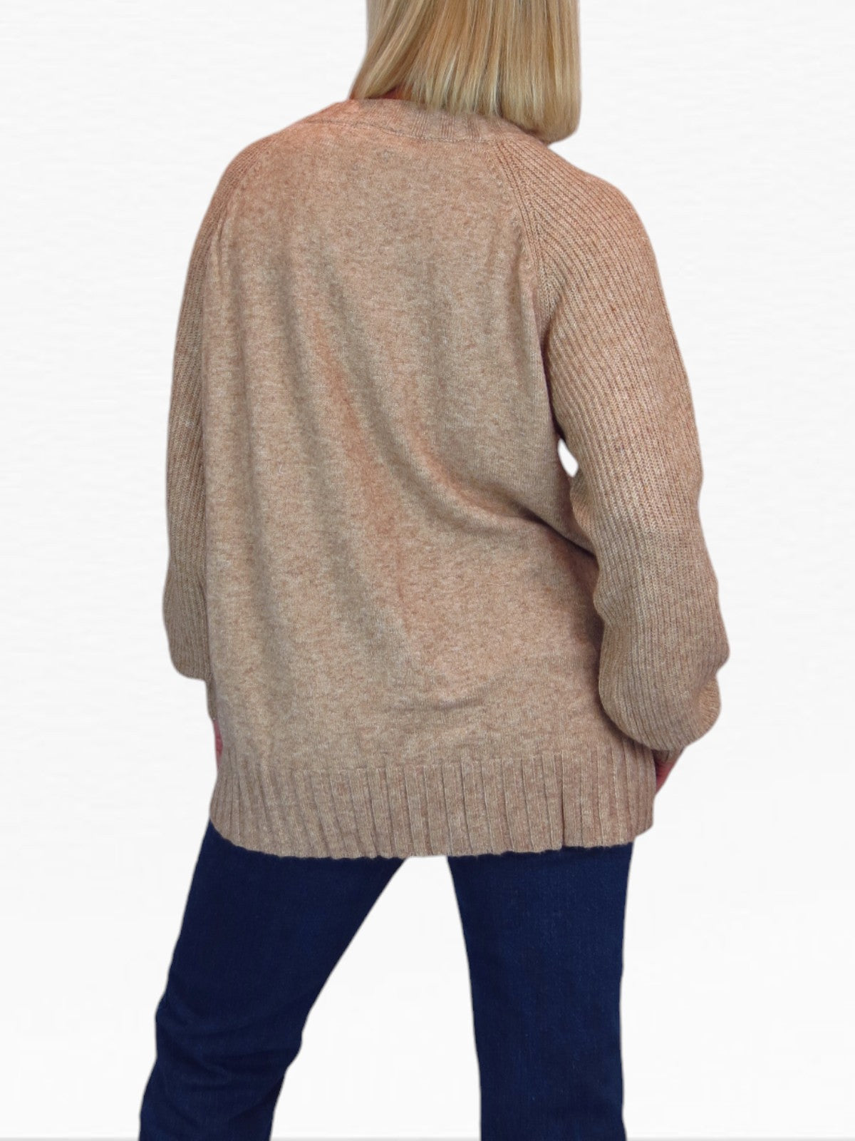 Soft Knit V Neck Jumper Tan