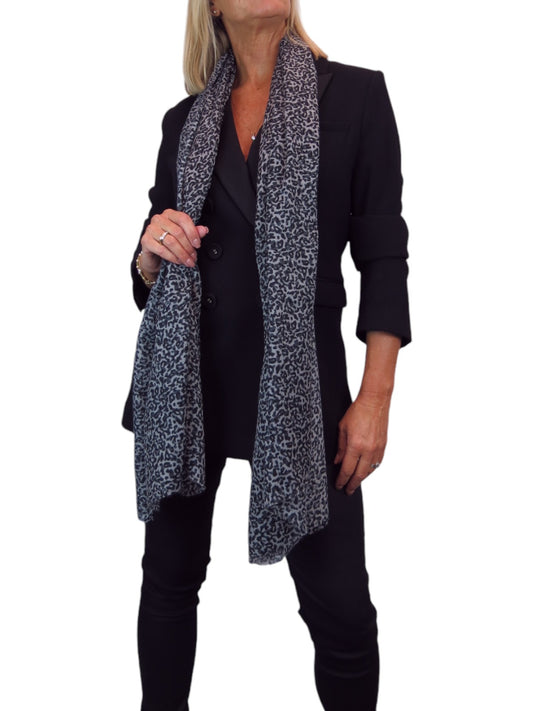 Leopard Print Lightweight Shawl Wrap Black