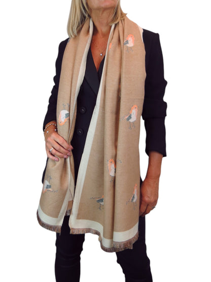 Cashmere Pashmina Blanket Scarf Robins Beige Tan