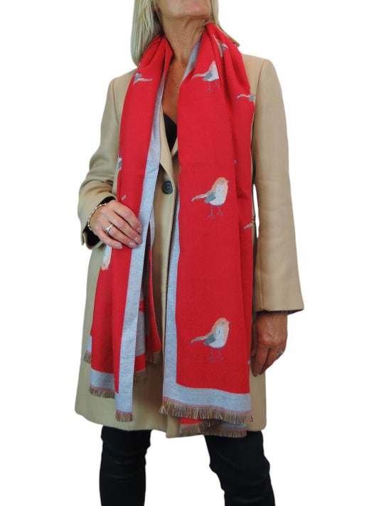 Cashmere Pashmina Blanket Scarf Robins Red