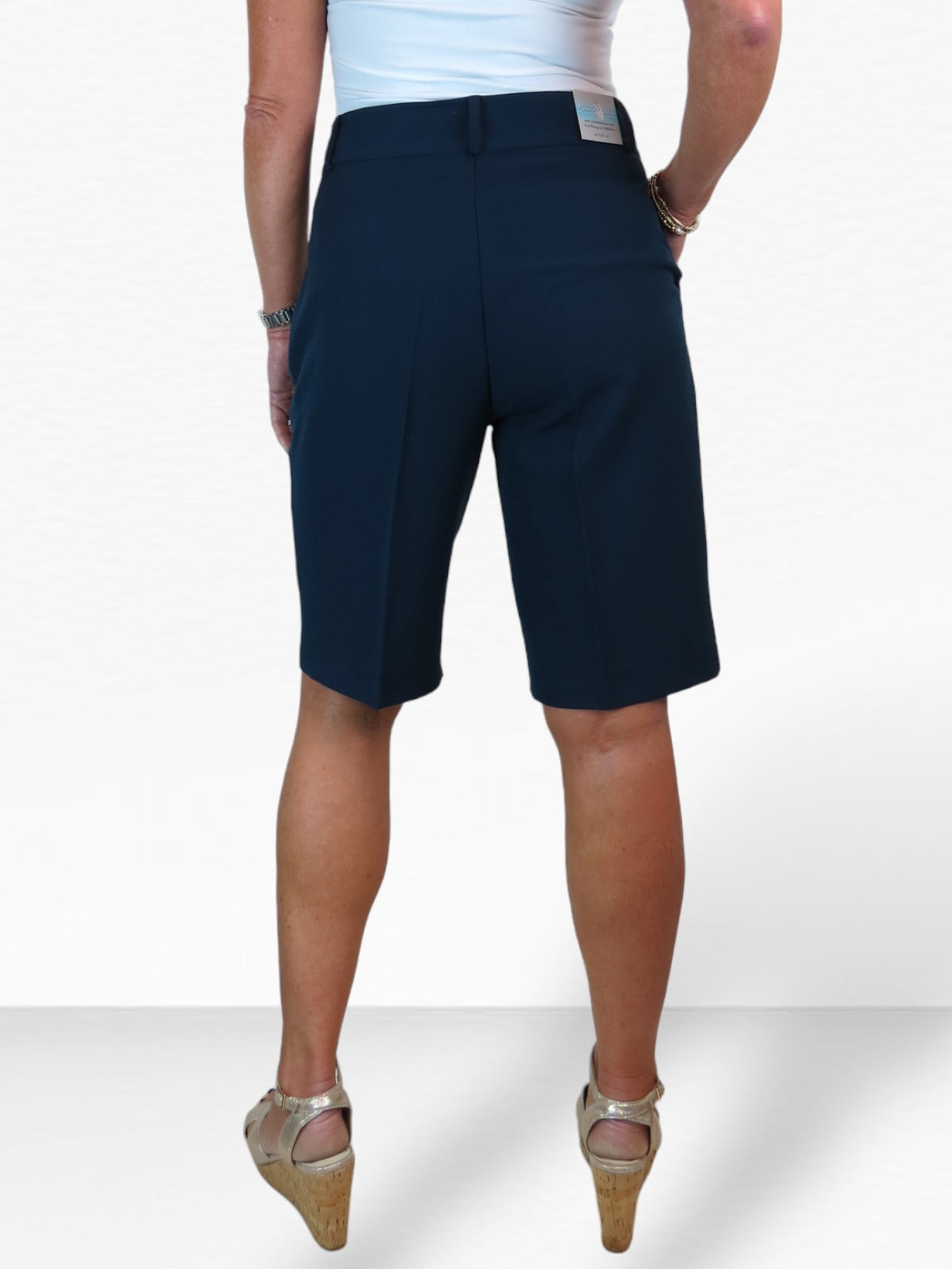 Ladies Smart Tailored Shorts Navy Blue Icecoolfashion