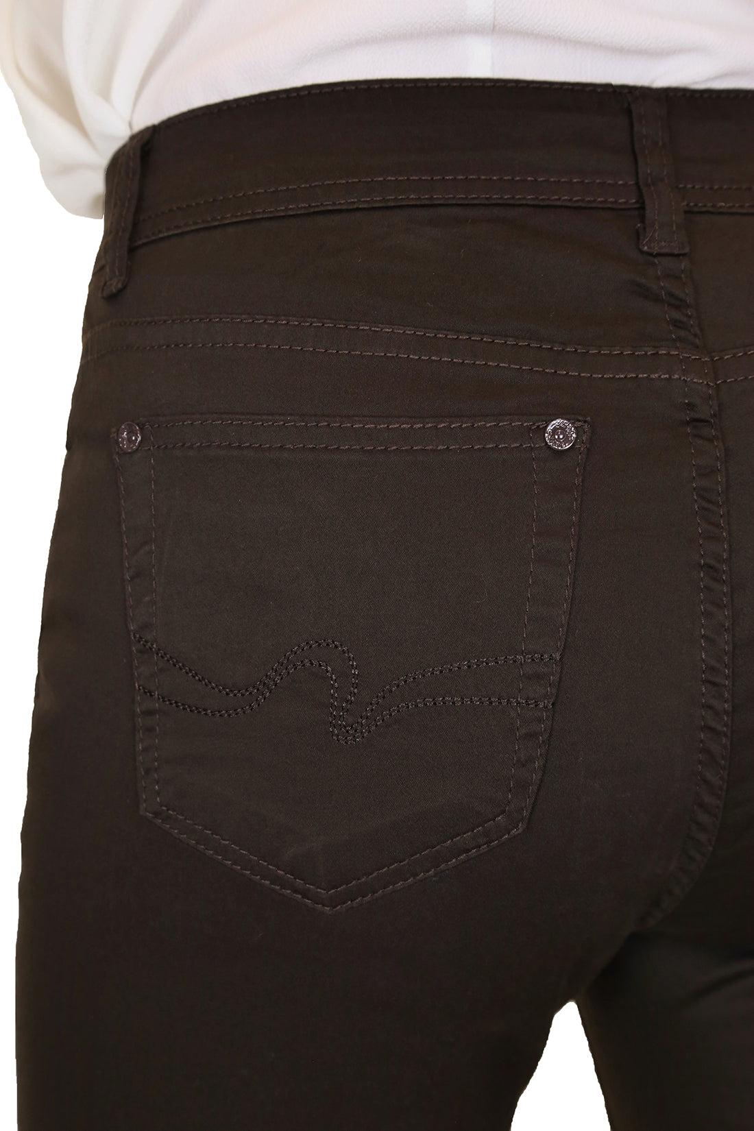 Stretch Diamante Cuff Chino Sheen Jeans Shorts Brown