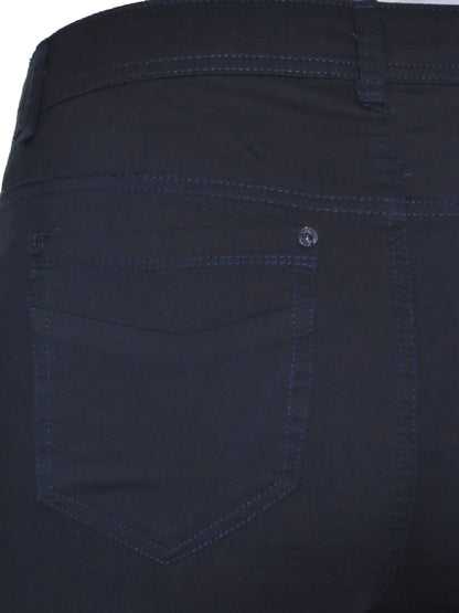 Stretch Chino Sheen Turn Up Cuff  Jeans Style Shorts Navy Blue