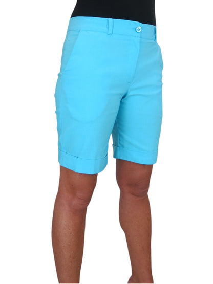 Ladies Above The Knee Stretch Shorts Light Turquoise