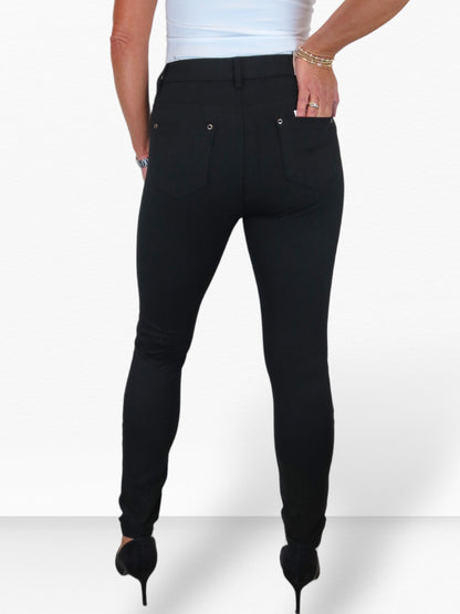 Womens Soft Stretch Ponte Trousers with Pockets Black