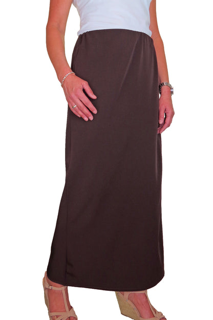 Elasticated Waist Loose Fit Maxi Pencil Skirt Brown