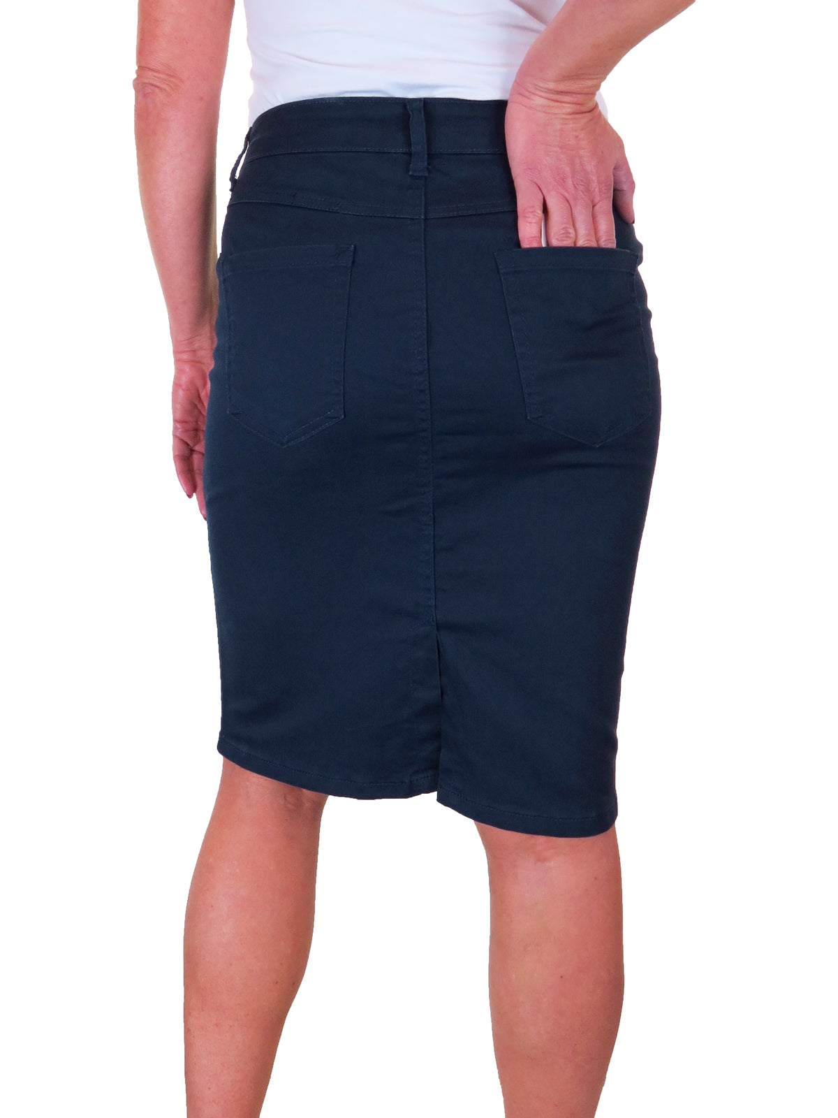 Women's Stretch Jeans Style Heavy Cotton Pencil Skirt Navy Blue