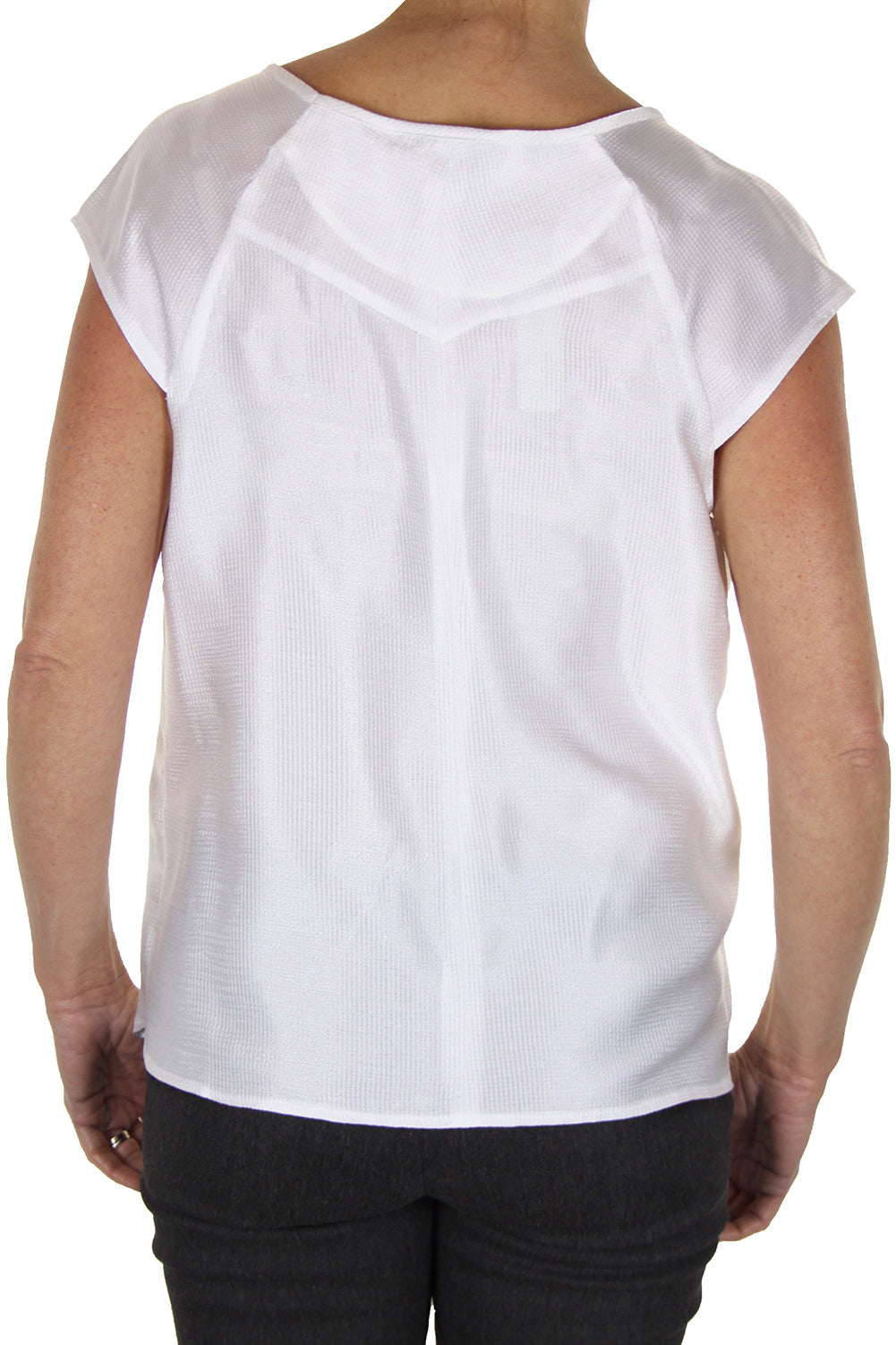 Silky Feel Textured Top With Shine White