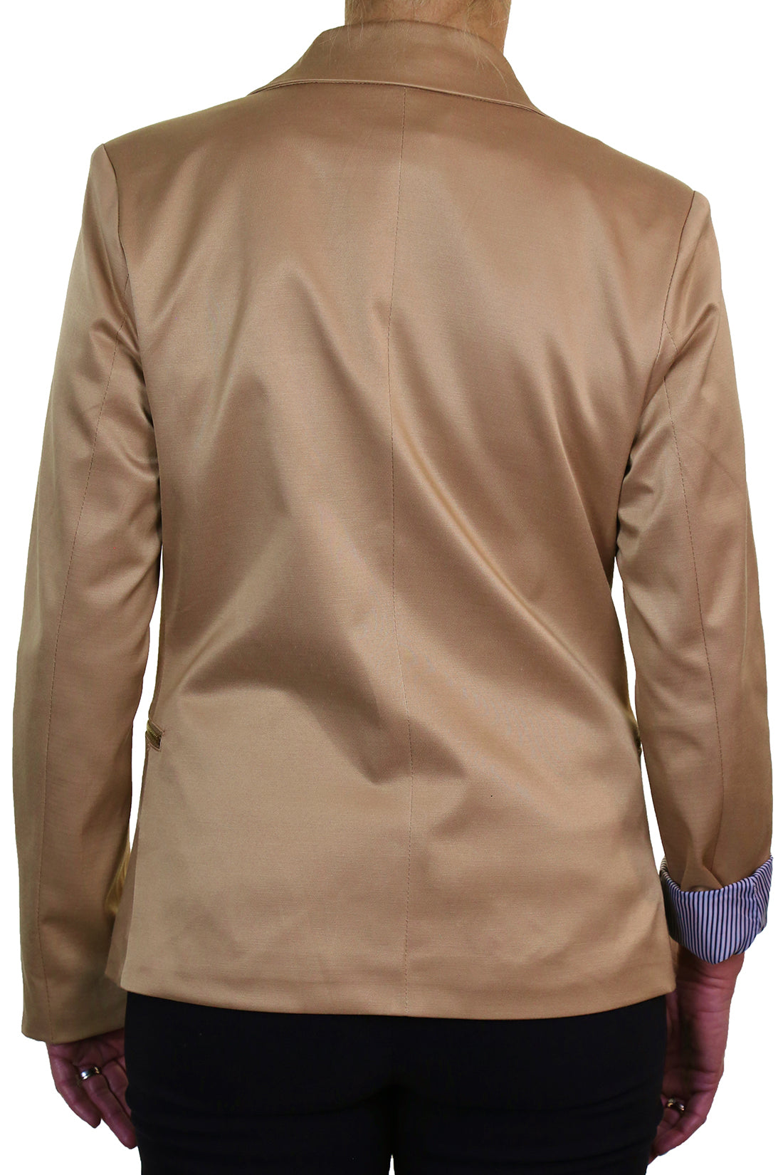 Smart Lined Evening Blazer Jacket With Sateen Sheen Beige