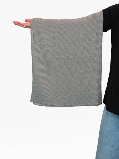 Golden Shimmer Evening Shawl With Pleated Crinkle Scarf Grey